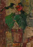Still Life with Red Lily by Barbara Grace Burry, oil on canvas mounted on board, sold Mar 2022