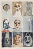 Nine Portraits by Diek Grobler, 2012, watercolour, sold Mar 2022
