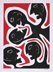 Multiple Faces by Daniel Eugene Botha, silkscreen, sold Mar 2022