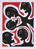 Multiple Faces by Daniel Eugene Botha, silkscreen, sold Mar 2022