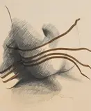 Abstract Alabaster Sculpture by Spies Venter, 1971, ink on paper, sold Mar 2022