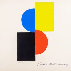 Untitled by Sonia Delaunay, circa 1977, gouache colors executed by hand, sold Feb 2023