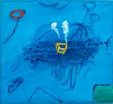 Untitled by Elfi Schuselka, circa 1992, oil on canvas in the manner of Cy Twombly (American, sold Mar 2023