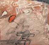 Talatta by Elfi Schuselka, oil on canvas in the manner of Cy Twombly (American, sold Apr 2023