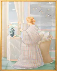 Untitled by Ronald Weisberg, circa 1989, tempera on board painting, sold Apr 2023