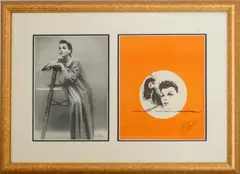 Untitled by Judy Garland, photograph and her portrait print by David Stone Martin (American, sold Apr 2023