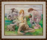 Untitled by Vincent T. Smarkusz, tempera painting on board, sold Apr 2023