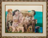 Untitled by Vincent T. Smarkusz, tempera painting on board, sold Apr 2023