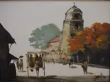A vibrant Eastern temple street scene in autumnal by Edgardo Saemiento, Oil on canvas, offered Apr 2026