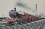 Sir Gilbert Claughton leaves Carnforth in 1926 by G S Cooper, Watercolour 'Sir Gilbert Claughton leaves Carnforth in, offered Apr 2026