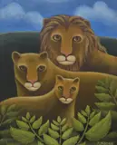 Study of a pride of lions by Jerzy Marek, Oil on board, offered Apr 2026