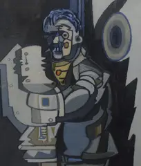 Machine Worker abstract study by David Carr, Oil on canvas, offered Apr 2026
