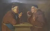Scenes depicting monks sitting by Arturo Petrocelli, oil, offered Apr 2026
