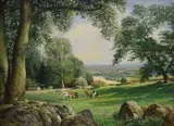 A pastoral summer landscape by Geoffrey H. Pooley, Oil on board, offered Mar 2026