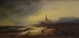 A stormy coastal scene with lighthouse and by Franz Emile Herman Krause, Oil on canvas, offered Mar 2026