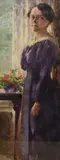 A full length portrait of a woman in purple stood by Orlando Greenwood, Watercolour, offered Mar 2026