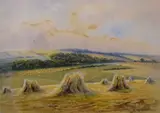 A pastoral harvest scene by Constance Maurice, Watercolour, offered Mar 2026