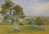 An Autumnal pastoral landscape with sheep grazing by E L Bury, Watercolour, offered Mar 2026