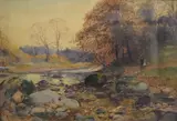 An autumnal woodland river by H.B. Simpson, Watercolour, offered Feb 2026