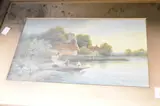 A quaint riverside stream with a mother and children by H. Murray, Watercolour on paper, offered Feb 2026