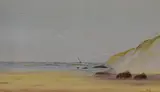 A coastal scene with grounded boat and seagulls by J. Howard, Watercolour, offered Feb 2026