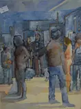 A study of female life models on public display by Colin Scott, Watercolour, offered Feb 2026