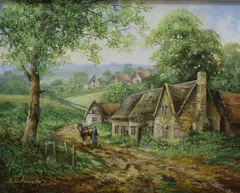 Depicting a man leading a by Christopher Howells, oil, offered Jan 2026