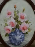 A still life study of roses in a blue vase by Joan Butler, Watercolour, offered Jan 2026