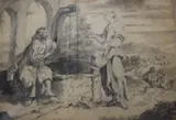 A folder containing a collection of sketches mainly portrait by Charles Compton, pencil and ink, offered Jan 2026