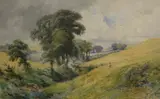 Pastoral scene with sheep by Charles F Robinson, watercolour, offered Dec 2025