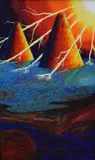 A vibrant other worldly depiction of a by Robert Walling, Acrylic on board, offered Dec 2025