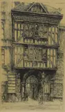 St Bartholomew the Great Mediaeval Gatehouse by Edward J Cherry, etching, offered Dec 2025