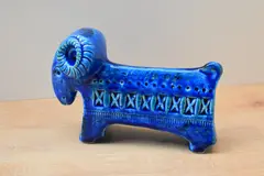 For Bitossi Rimini a blue/green glazed earthenware ram study with impressed by Aldo Londi, sculpture, offered Nov 2025
