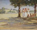 A Gossip in the Luxemburg Gardens by Jean Laurent, Oil on board, offered Nov 2025