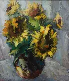Impasto by Valter Bezins, oil on board, offered Nov 2025