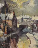 Impasto by Valter Bezins, oil on board, offered Nov 2025