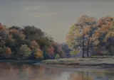 An autumnal river scene by Robert Rampling, watercolour, offered Nov 2025