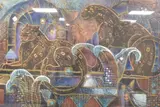 On The Terrace III' depicting two large cats by Sharon Whitehurst, mixed media, offered Nov 2025