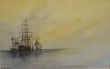 A fleet of ships in the style of by William A. Evans, watercolour on paper, offered Oct 2025