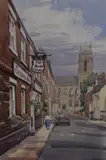 Beverley' a view of Highgate featuring the Monks Walk Inn and Beverley Minister by Geoffrey Lockey, Watercolour, offered Oct 2025