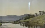 River scene by Charles Barrow Clarke Prescott, 1911, watercolour, offered Oct 2025