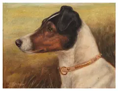 Portrait of a fox terrier signed 'E Aistrop' (lower left) oil on boardUnframed: 15 x 19 cm by Edward Aistrop, oil on board, sold Jul 2026