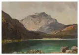 Mountainous lake scene by Konrad Petrides, oil on board, offered Jul 2026