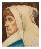 Portrait of a woman in profile by Richard Caton Woodville Jr., watercolor, offered Jul 2026