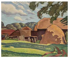 Farmyard by Ethelbert White, oil on canvas, sold Jun 2026