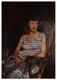 Girl in a Striped Dress by Ruskin Spear, oil on board, sold Jun 2026