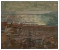 Seascape by Frederick Cuming, oil on board, sold Jun 2026