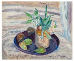 The Black Tray by Margaret Thomas, oil on canvas, sold Jun 2026