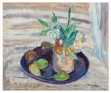 The Black Tray signed with initials 'MT' (lower left) oil on canvasUnframed: 52 x 62 cm by Margaret Thomas, oil on canvas, sold Jun 2026