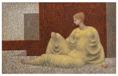 Aphrodite's Handmaiden oil on canvas Painted circa 1963Unframed: 30.5 x 45.7 cm by John Armstrong, oil on canvas, sold Jun 2026